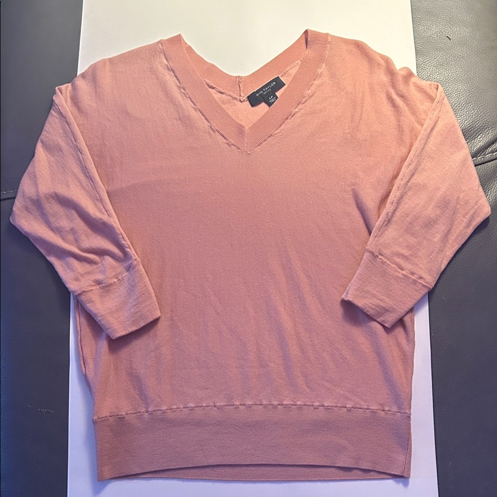 Ann Taylor Pink V-Neck Sweater